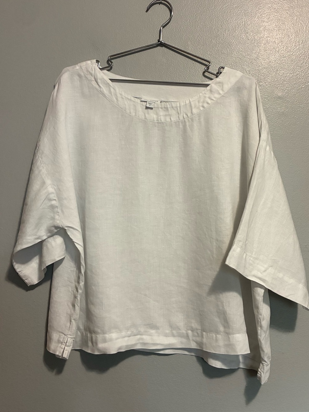 Pure Jill 100% Linen White Tunic Top Size M Oversized Relaxed Coastal Boho
